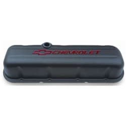 STEEL VALVE COVERS, BBC TALL BLACK CRINKLE, RED EMBLEM PROFORM - 141-811