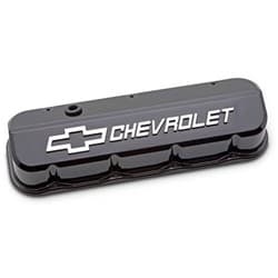 SLANT EDGE VALVE COVERS, BBC LIQUID BLACK CHEVBOWTIE EMBLEM PROFORM - 141-868