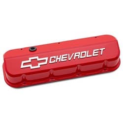 SLANT EDGE VALVE COVERS, BBC TALL RED RAISE CHEV BOWTIE EMB PROFORM - 141-873