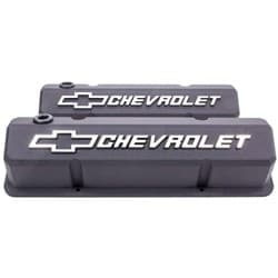 SLANT EDGE VALVE COVERS, SBC BLACK CRINKLE, MILLED EMBLEM PROFORM - 141-921
