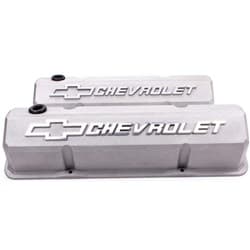 SLANT EDGE VALVE COVERS, SBC GREY WITH RAISED MILLED EMBLEM PROFORM - 141-925