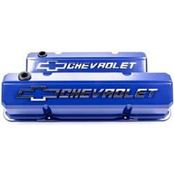 SLANT EDGE VALVE COVERS, SBC BLUE, RAISED & MILLED EMBLEM PROFORM - 141-932