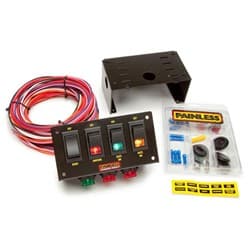 4 SWITCH PANEL,START,IGN, 2 X ACC WITH WIRES & FUSES PAINLESS - 50301