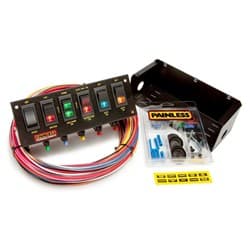 6 SWITCH PANEL,START,IGN,FP,EF 2 X ACC WITH WIRES & FUSES PAINLESS - 50302