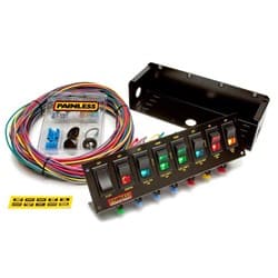 8 SWITCH PANEL,START,IGN,FP,EF FPX2,WP,LIGHTS,2 X ACC,FUSES PAINLESS - 50303