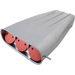 ALUM STREET HOOD SCOOP 20"LONG POLISHED FINNED 1 OR 2 X 4BBL RPC - R5239