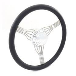 15" BANJO GM STEERING WHEEL V8 STAINLESS W/LEATHER WRAP RPC - R5625