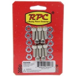 TIMING COVER BOLTS, SBC & BBC CHROME, ALLEN HEAD, 10 PIECES RPC - R6040B