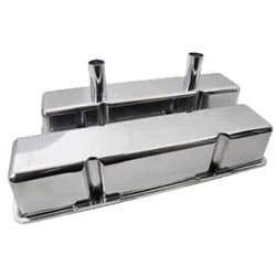 SBC CIRCLE TRACK VALVE COVERS POLISHED ALUMINIUM, W/TUBES RPC - R6140