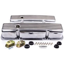 FINNED VALVE COVERS, SBC TALL CAST, POLISHED, WITH HOLES RPC - R6181