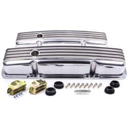 FINNED VALVE COVERS, SBC SHORT CAST, POLISHED, WITH HOLES RPC - R6186
