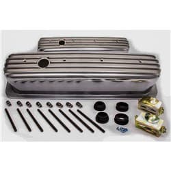 FINNED VALVE COVERS, SBC 87-ON TALL CAST POLISHED WITH HOLES RPC - R6191