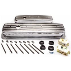 FINNED VALVE COVERS, SBC 87-ON SHORT, POLISHED, W/ HOLES RPC - R6196