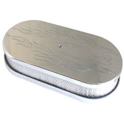 19 DUAL QUAD OVAL AIR CLEANER POLISHED FLAMED TOP RPC - R6222