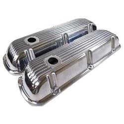 FINNED VALVE COVERS, SBF SHORT POLISHED ALUMINIUM WITH HOLES RPC - R6291