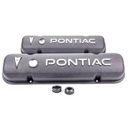 CAST VALVE COVERS, PONTIAC V8 BLACK WITH BREATHER HOLES RPC - R6520