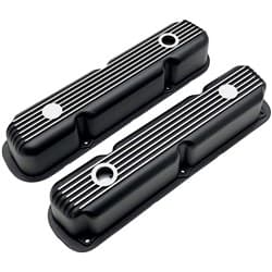 SB MOPAR 318-360 VALVE COVERS FINNED BLACK. 3-1/8" TALL RPC - R7691BK