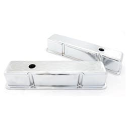 SB CHEV FLAMED VALVE COVERS CHROME STEEL TALL RPCR - 8215