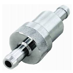SMALL CHROME STEEL FUEL FILTER 3/8" BARB IN/OUT BRONZE FILTER RPC - R9407
