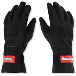 SFI-5 RACE GLOVES, BLACK, 3XL NOMEX, 2-LAYER, SFI3.3/5 RACEQUIP / 355008RQP