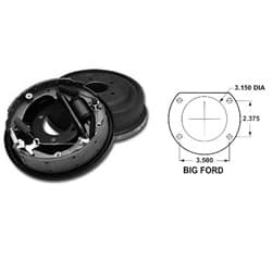 SOCAL BIG FORD EARLY 9" DRUMS COMPLETE REAR BRAKES  5X4.5BC SOCAL - 96237