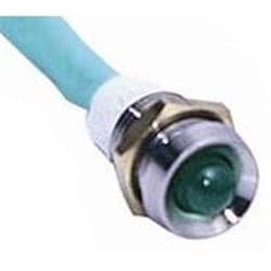 DASH WARNING LIGHT - GREEN 12V LED WITH CHROME BEZELS SOCAL / SOKFO17101G
