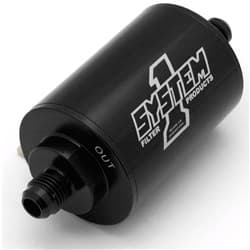 BLACK SHORT INLINE BILLET FUEL FILTR -8AN END 4" L 2"D 35 MIC SYSTEMONE - 200-201408-B