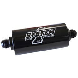 MED INLINE BILLET FUEL FILTER BLK -6 END 6" LONG 2"D 35 MIC SYSTEM ONE - 201-203406B