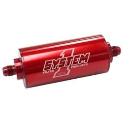 MED INLINE BILLET FUEL FILTER -10AN ENDS 6"LONG, 2OD, 35 MIC SYSTEMONE - 201-203410
