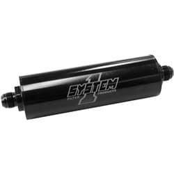 BLACK LONG INLINE BILLET FUEL FILTER -8 END 9"L 2"DIA 35 MIC SYSTEMONE - 202-202408-B