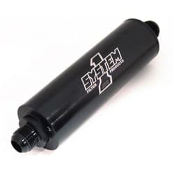 LONG INLINE BILLET FUEL FILTER BLK -10AN 9" LONG 2" D 35 MIC SYSTEMONE - 202-202410B