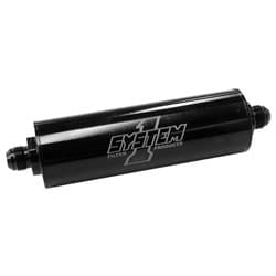 LONG INLINE BILLET FUEL FILTER -12AN, 9" x 2", 30 MICRON BLK SYSTEM ONE - 202-202412B