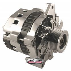 CHROME ALTER 120AMP 1 WIRE GM MINI STYLE, 6 GROOVE PULLEY TUFFSTUFF / 7937A6G