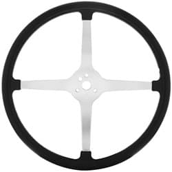 15" BELL STYLE STEERING WHEEL 4 SPOKE BLK RUBBER GRIP 3 BOLT UPI - 110124