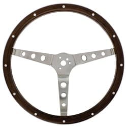 15" WOODGRAIN STEERING WHEEL 3 BOLT 4" DISH  304 S/S SPOKES UPI - 110794