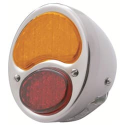 1928-31 LED TAILIGHT RED AMBER S/S RIM CHROME HOUSING LH UPI - FTL2831RA-AL