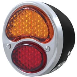 1928-31 LED TAILIGHT RED AMBER S/S RIM BLACK HOUSING LH UPI - FTL2831RA-BAL