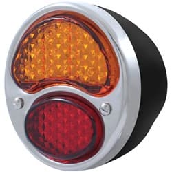 1928-31 LED TAILIGHT RED AMBER S/S RIM BLACK HOUSING RH UPI - FTL2831RA-BAR