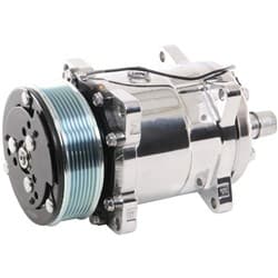 SANDEN508 REAR EXIT COMPRESSOR 7 GROOVE SERPENTINE POLISHED VINTAGEAIR - 047003-MUQ