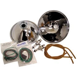 1935-36 HALOGEN REFLECTOR KIT H4 BULBS BRASS DIE STAMPED PR VINTIQUE - 48-13027-QK12