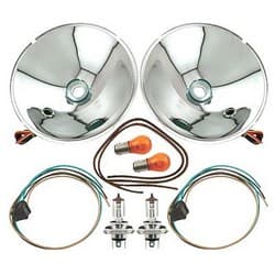 1935-36 HALOGEN REFLECTOR KIT H4 BULBS, W/INDICATORS   PR VINTIQUE - 48-13027-QK12TS