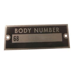 1936 BODY NUMBER PLATE  DIE STAMPED W/RIVETS VINTIQUE - 68-18651