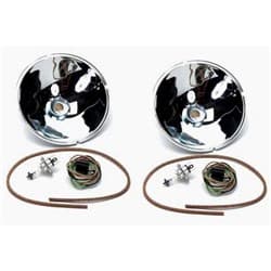 1932 HALOGEN REFLECTOR KIT H4 BULBS BRASS DIE STAMPED PR VINTIQUE - B-13027-QK12
