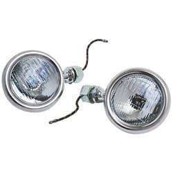 1932 DELUXE COWL LAMPS **PR** STAINLESS 12V ORIGINAL STYLE VINTIQUE - B-13302