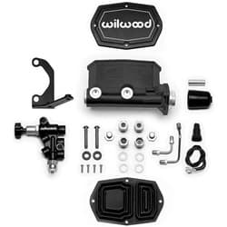 COMPACT TANDEM M/CYL KIT WITH BRACKET & VALVE, 1" BORE, BLK WILWOOD - 261-14963-BK