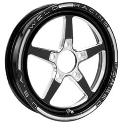 15x3.5 ALUMASTAR 1 PIECE BLACK 5x4.5" B/C 2.25" B/S *BLACK* WELD - 788B-15202