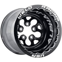 ALPHA 1 15x10 BLACK M/T DBL 5x4.75" 4.0" B/S, POLISH SHELL WELD / 83B-510278MB