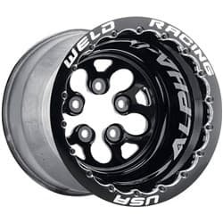 ALPHA 1 15x10 BLACK M/T DBL 5x4.75" 4.0" B/S, BLACK SHELL WELD / 83B-510B278MB