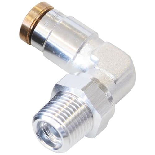 1/8" NPT 90 Degree to 3/16" 120 Series Nylon Silve Fitting