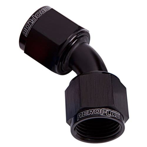 45 Deg Female Flare -8AN Black Swivel Union